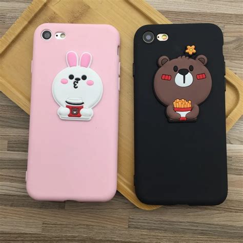Cute Cartoon Bear Pink Rabbit Girly Phone Case For Iphone 6 6s Plus