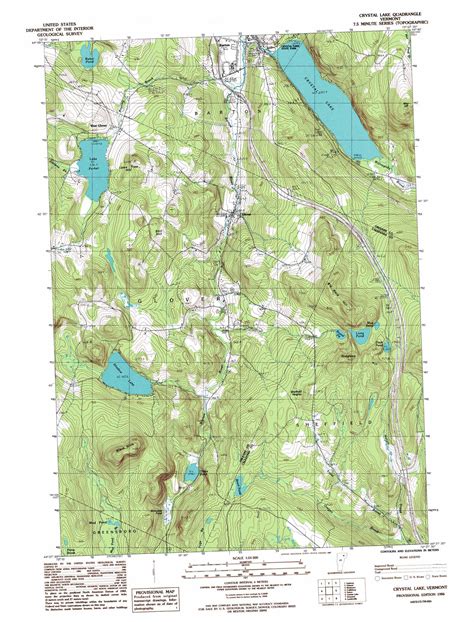 Crystal Lake Topographic Map 124000 Scale Vermont