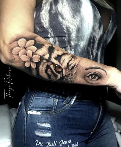Tatuagem Tigre E Olho Feminimo Realista Tigres Calaveras