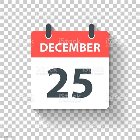 December 25 Daily Calendar Icon In Flat Design Style Stock Illustration