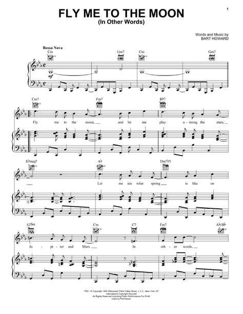 Frank Sinatra Fly Me To The Moon In Other Words Sheet Music And Printable PDF Music Notes