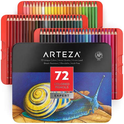 Arteza Professional Vibrant Colored Pencils Assorted Colors Set For