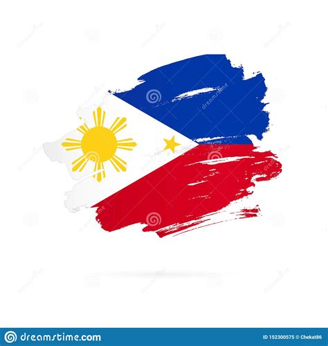 Philippines Flag Brush Strokes Drawn By Hand Stock Vector