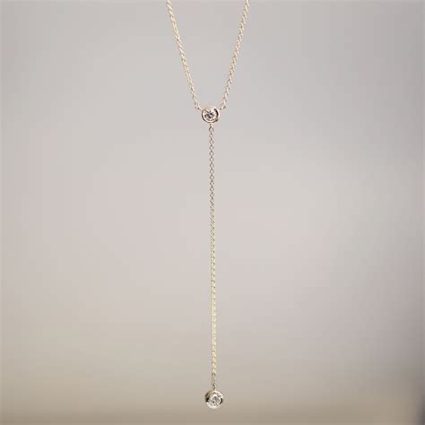 Diamond Lariat Necklace Long Y Drop Necklace Diamond Station Y