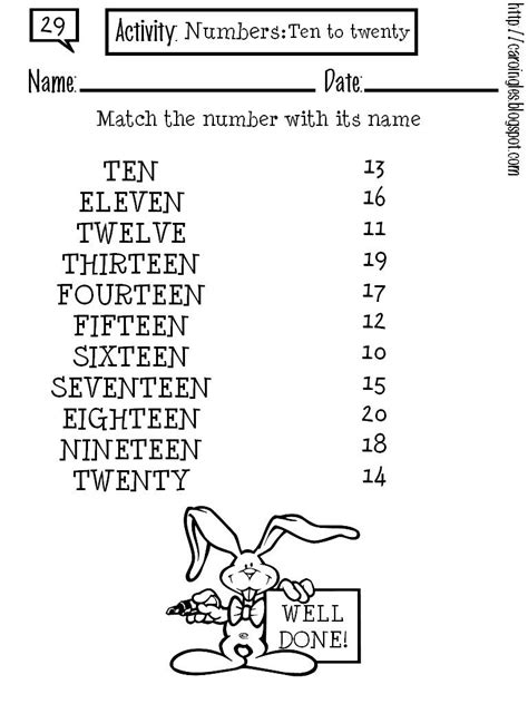 29 Numbers Ten To Twenty English English Exercises English
