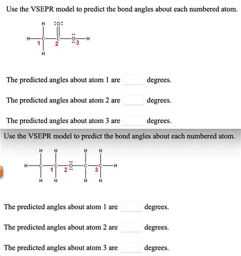 Solved Use The Vsepr Model To Predict The Bond Angles About Chegg Com