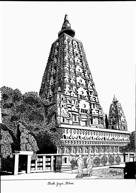 Building Vector Doodle Bodhgaya Gaya India Temple Mahabodhi My Xxx