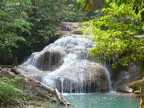 Thailand Erawan Falls Travel Pictures Waterfall Outdoor