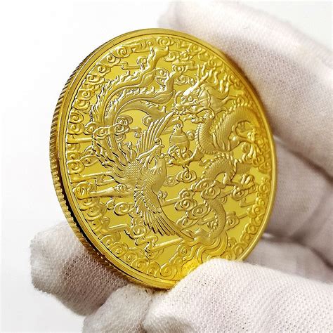 Dragon And Phoenix Chengxiang Gold Plated Coin Zodiac Animal Coins