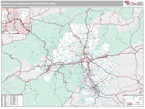 Asheville Nc Metro Area Wall Map Premium Style By Marketmaps