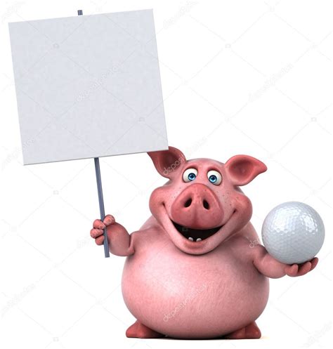 Pig Holding Ball For Golf — Stock Photo © Julos 126025926