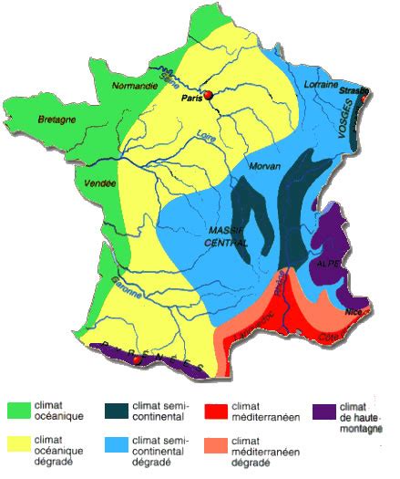 Carte Climat France Carte Des Climats Et Météo De La France