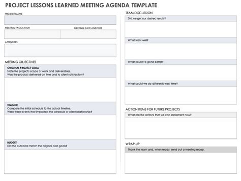 Free Project Management Lessons Learned Templates Smartsheet