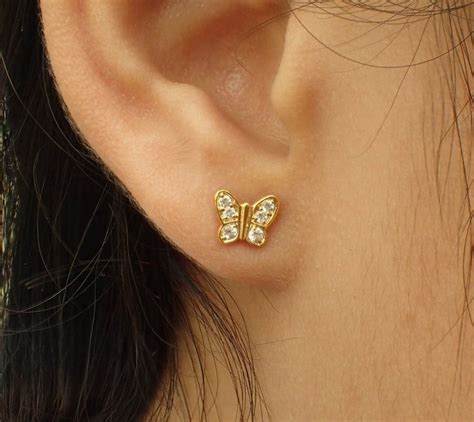 Butterfly Earrings Gorgeous Pair Of Butterfly K Solid Gold Etsy