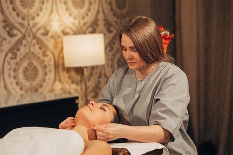 The Woman Doing The Facial Massage Stock Image Image Of Aesthetic