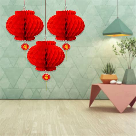 Gnc Tanglung Chinese New Year Decorations Red Paper Lantern Tanglong