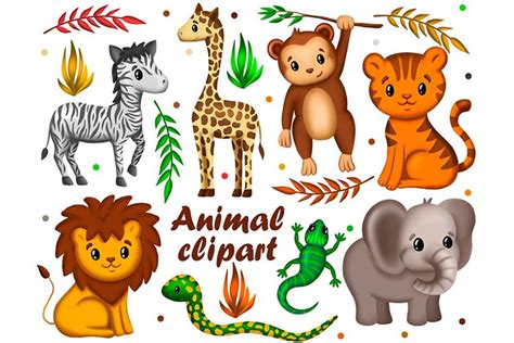 Safari Animal Clipart Nursery Print Instant 1715233