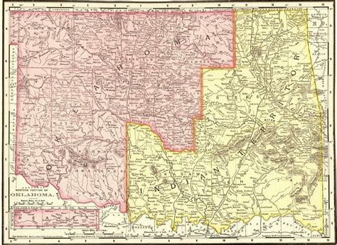 1902 Antique Indian Territory Map Collectible Map Of Oklahoma 8120 In
