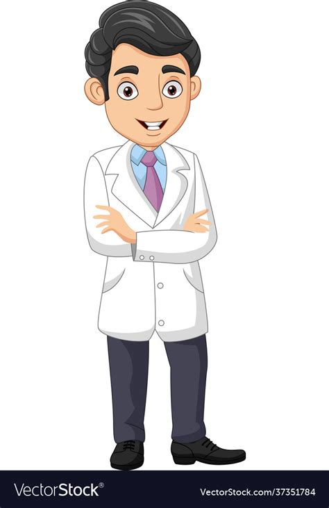 Cartoon Young Male Doctor Standing Royalty Free Vector Image