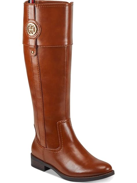 Tommy Hilfiger Womens Imina Faux Leather Riding Boots Brown 6 5 Medium