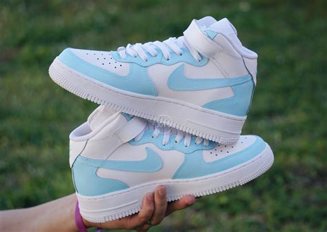 Baby Blue Custom Nike Air Force 1 Mid Sneakers Etsy