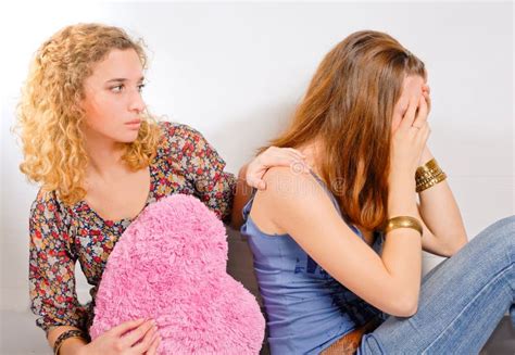 Young Teenage Girl Comforting Her Friend Stock Image Image Of Hand
