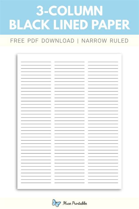 Free Printable 3 Column Black Lined Paper Narrow Ruled Paper In 2022