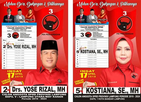 Caleg Pdip Lampung Yose Rizal Dan Kostiana Pikiran Lampung