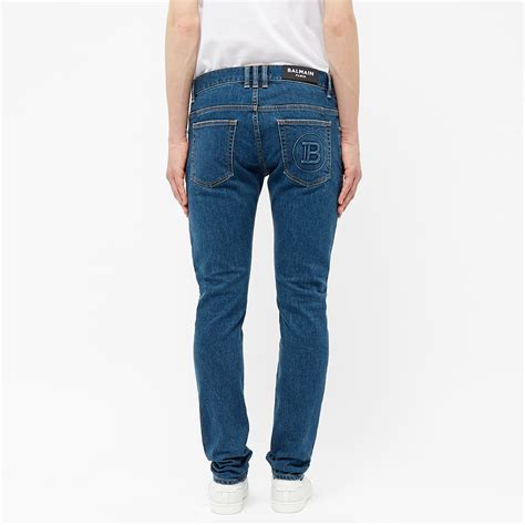 Balmain Monogram Embossed Pocket Slim Jeans Blue Mrsorted