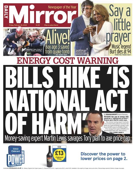 Daily Mirror Front Page 10th Of February 2023 Tomorrows Papers Today