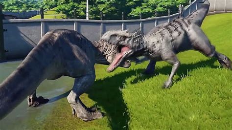 Indominus Rex Vs T Rex Jurassic World T Rex Vs Indominus Rex