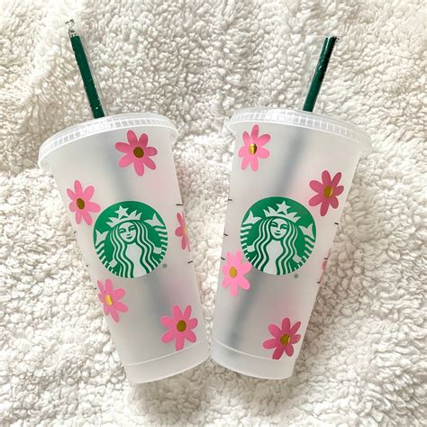 Daisy Flower Starbucks Cold Cup Personalized Starbucks Reusable Tumbler Cup Custom Daisy