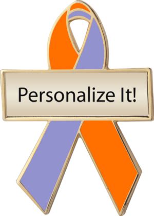 Orange and Lavender Awareness Ribbons | Personalized Awareness Pins | No Minimums | Personalized ...