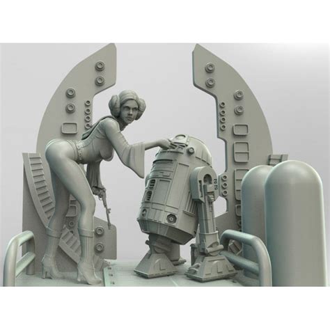 princess leia and r2d2 stl 3d print files princess leia from star wars classic pose from the