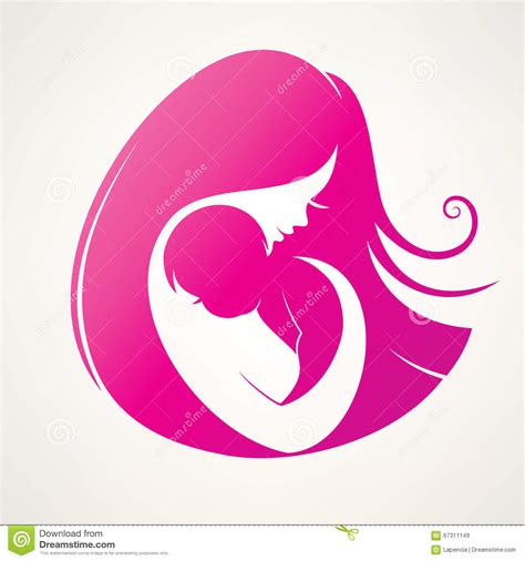 Mother And Baby Symbol Cartoon Vector 67311149