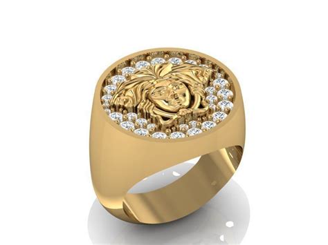 Its a white gold ring with a small diamond on top that cost £100. Versace men ring 3D model 3D printable STL 3DM