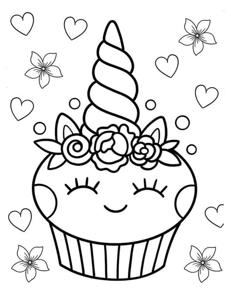 Kawaii Unicorn Cupcake Coloring Page Download Print Or Color Online