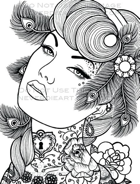 Pin Up Girl Coloring Pages At Getdrawings Free Download