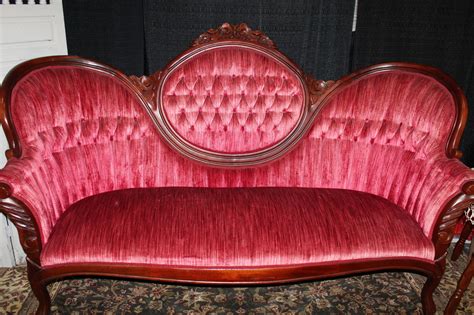 Vintage Sofa Rental Victorian Red Velvet Sofa