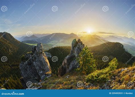 Sunset From Ihla Peak In Chocske Vrchy Mountains Stock Image Image Of