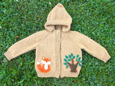 Items Similar To Hooded Wool Sweater Fox In The Woods Size 18 Mos To