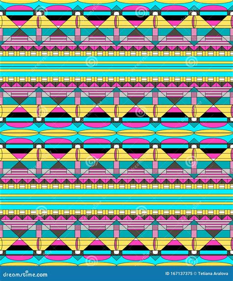 Retro Colors Tribal Vector Seamless Pattern Aztec Abstract Geometric