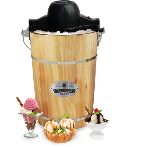 6 Qt Electric Motorized Old Fashioned Bucket Ice Cream Maker And Hand C