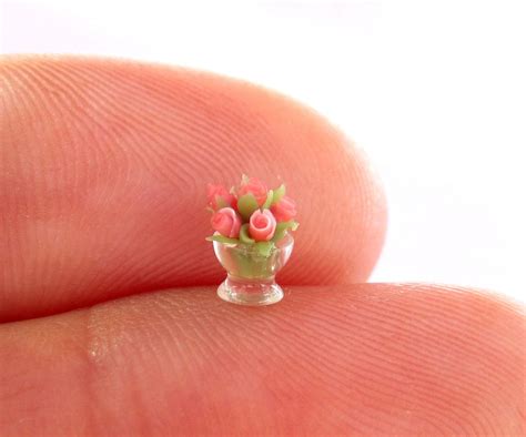 Quarter Scale Roses In Pedestal Glass Bowl Mini Things Miniature