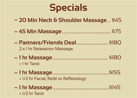 Holistic Massage Centre Servics And Pricelist