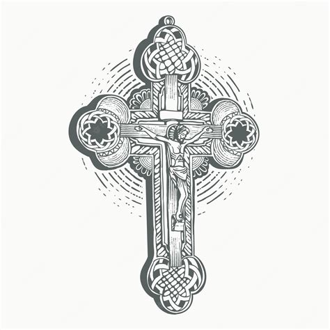 Premium Vector Holy Christ Cross With Outline Shape Engraving