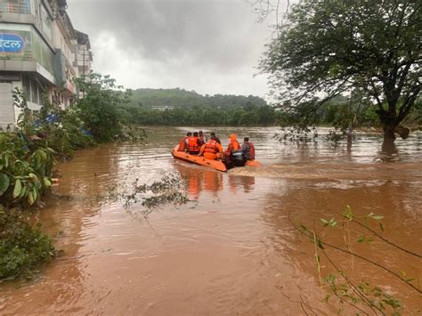 Ndrf Team Carries Rescue Relief Operations In Flood Affected