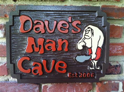 Man Cave Sign With Neanderthal Man And Est Date The Carving Company