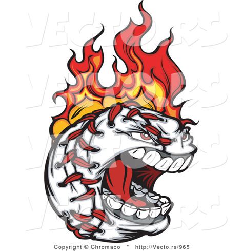 Vector Of A Screaming Fast Baseball Character On Fire By Chromaco 965