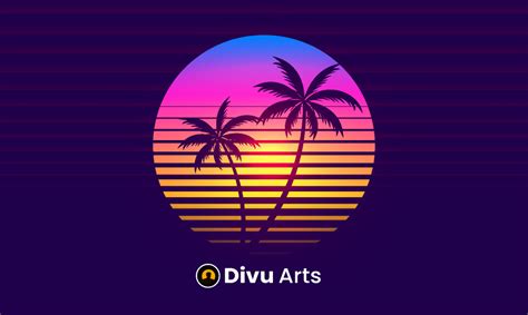 classic retro 80s style tropical sunset with palm tree free vector illustrations divuart